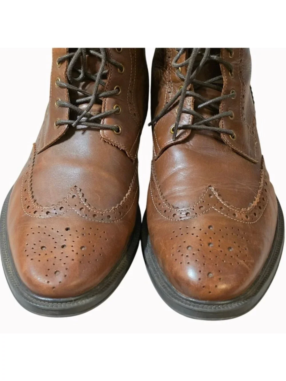 Stafford Deacon Men's Leather Wingtip Brogue Boots Brown Size 13M F21668 Great C